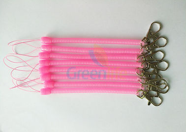 स्ट्रिंग और स्नैप क्लिप, पारदर्शी गुलाबी रंग के साथ प्लास्टिक का विस्तार कुंडल कुंजी धारक